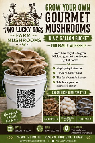 Grow Your Own  Gourmet Oyster Mushrooms! Workshop for the Whole Family (new) poster
