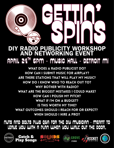 Gettin Spins - Radio Publicity for the DIY Musician + Rustbelt Sounds Showcase poster