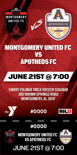 Montgomery United FC Home Match #6 VS Apotheos FC