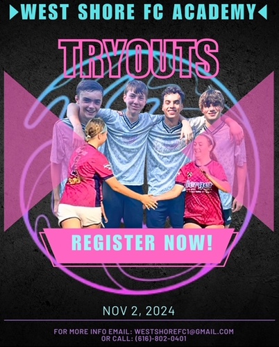 Join us at West Shore FC Academy for Spring Supplemental and HS Boys Tryouts in Coopersville! poster