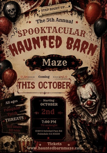 The HAUNTED BARN MAZE  poster